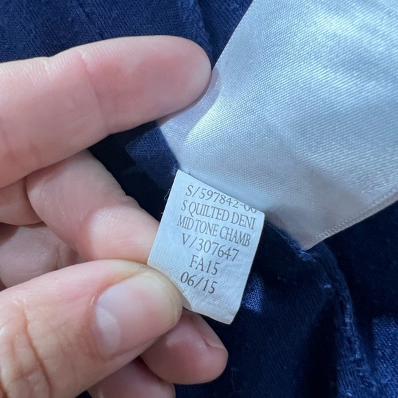 Old Navy Quilted Denim Chambray Button Front Sweater Jacket Coat Corduroy Accent - Picture 8 of 8